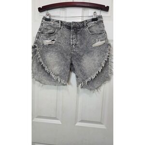 One Teaspoon Frankies Denim Shorts Womens 27 Gray Acid Wash Distressed Frayed